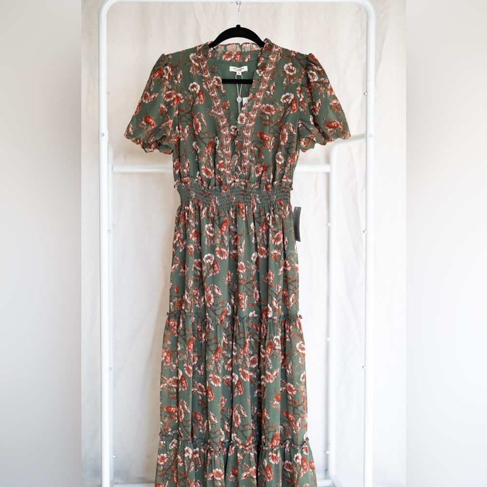 NWT Floral Green Maxi Dress
